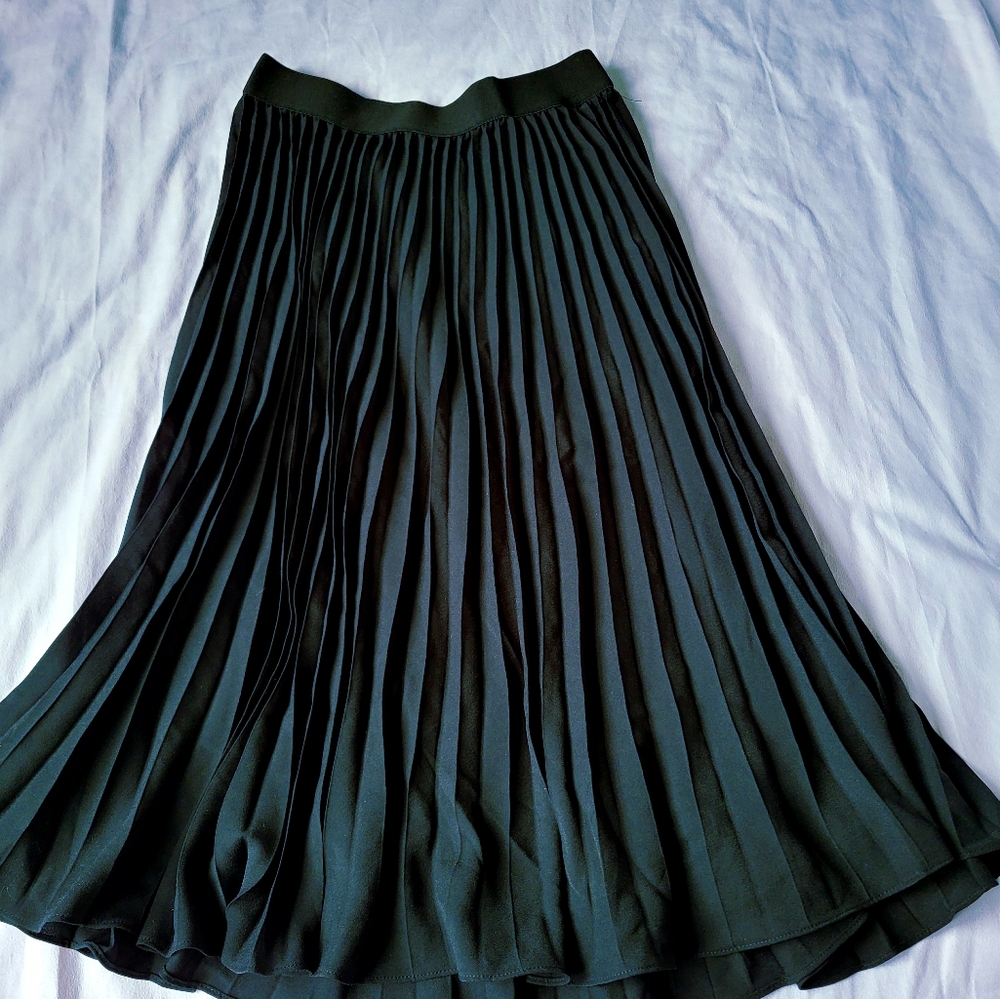Black Pleated Midi Skirt Size M Whimsigoth, Goth,Dark fairy,Dark Academia,Preppy